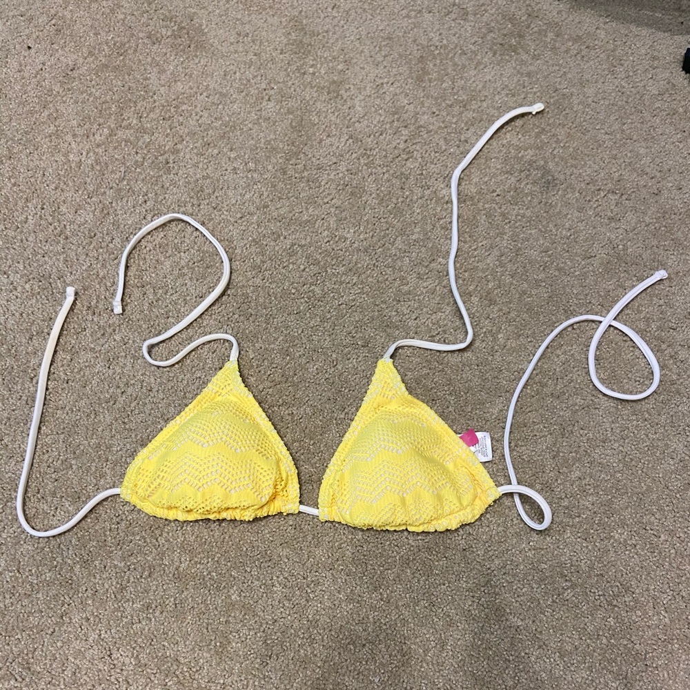 Yellow Laced Triangle Bikini Top